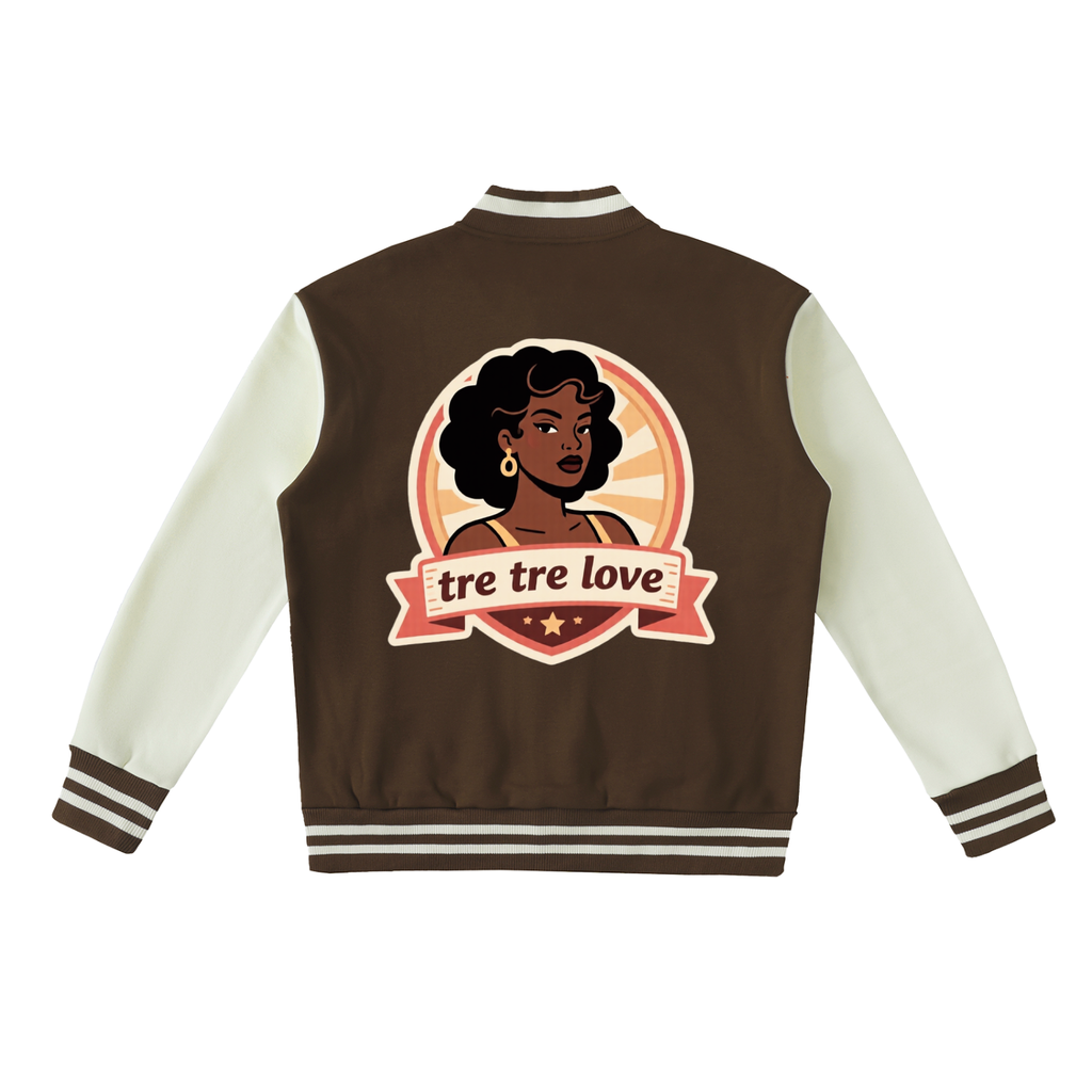 Tre Tre Love Two-Tone Fleeced Varsity Jacket