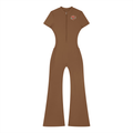 My heart Women’s Tight Flared Leg Quarter-Zip Jumpsuit
