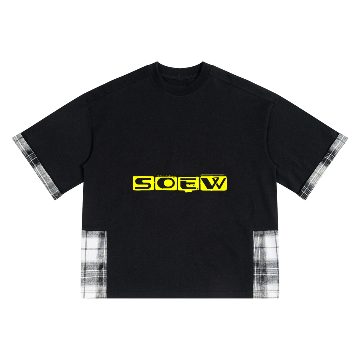 ii kum as ii am Unisex Plaid Paneled T-Shirt