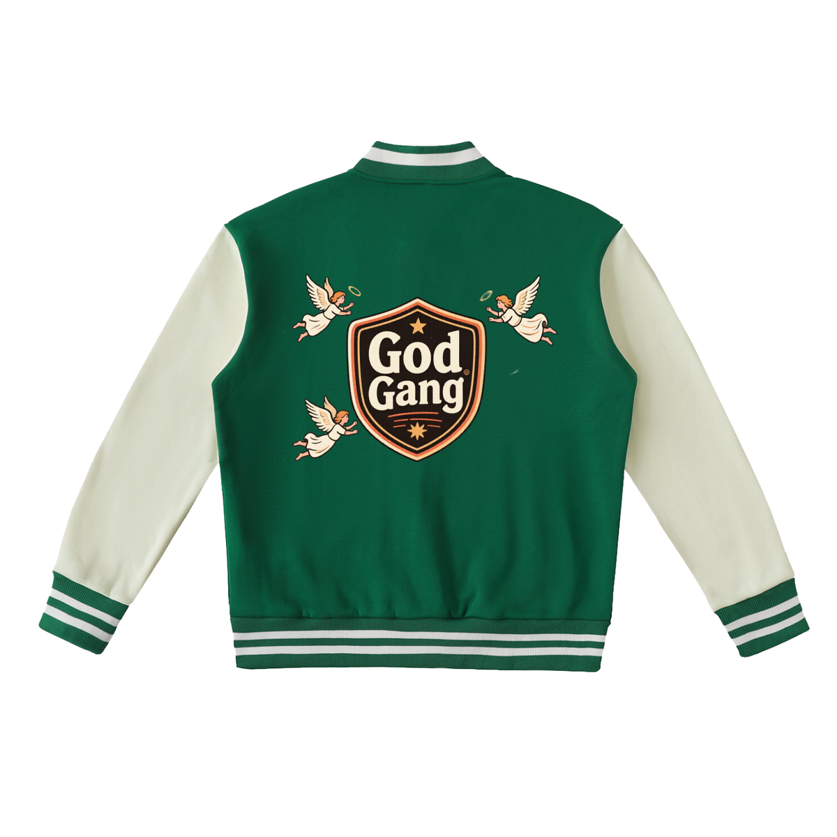 Two-Tone God Gang Fleeced Varsity Jacket