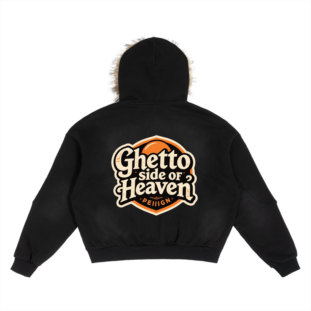 GSOH Sun Fade Boxy Detachable Fur Hoodie