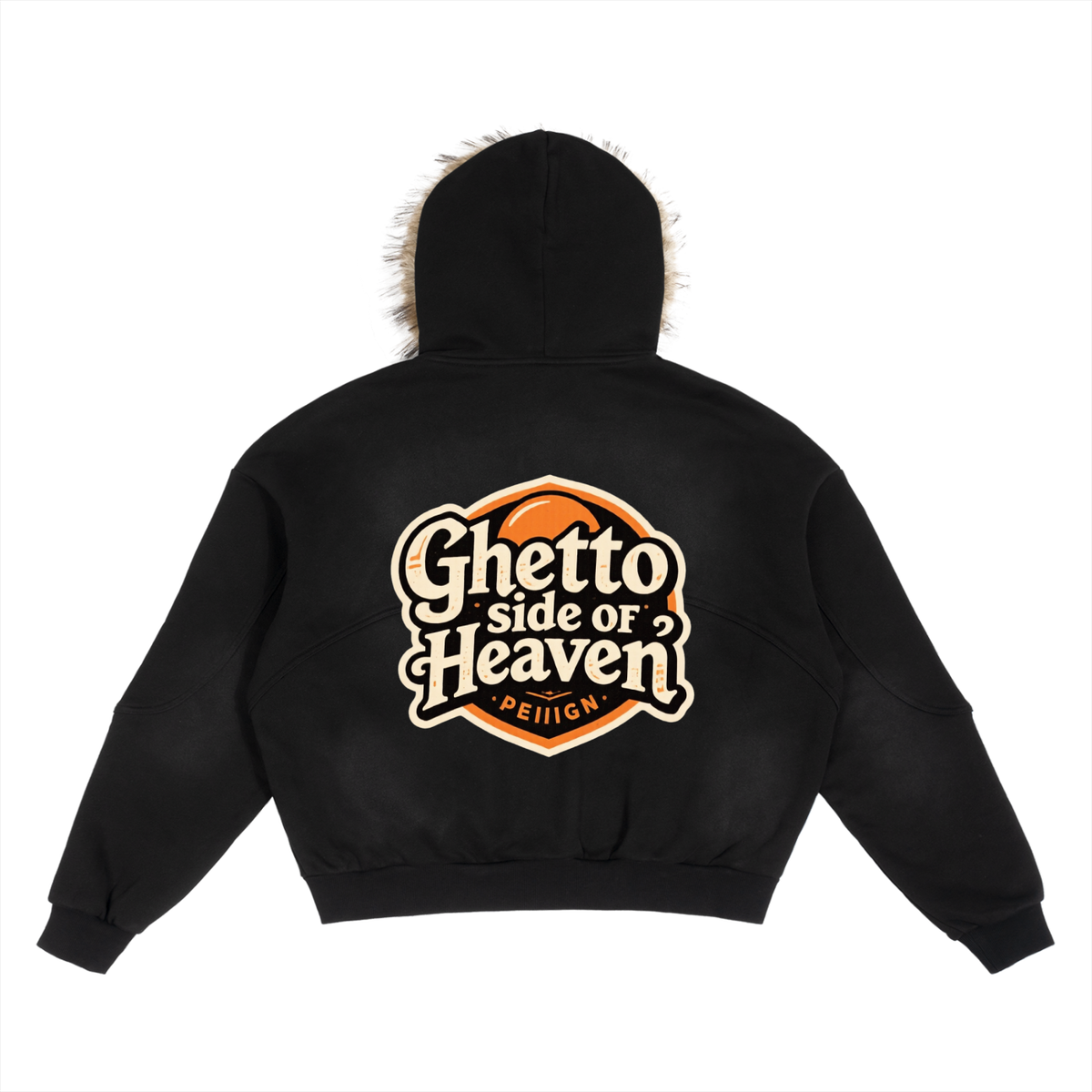 GSOH Sun Fade Boxy Detachable Fur Hoodie