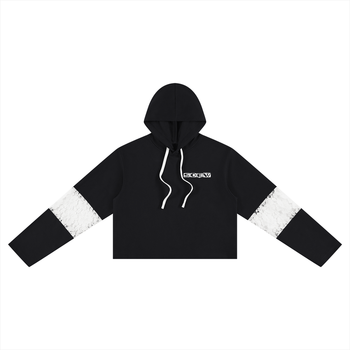 Truly tre Women’s Cropped Lace-Panel Hoodie