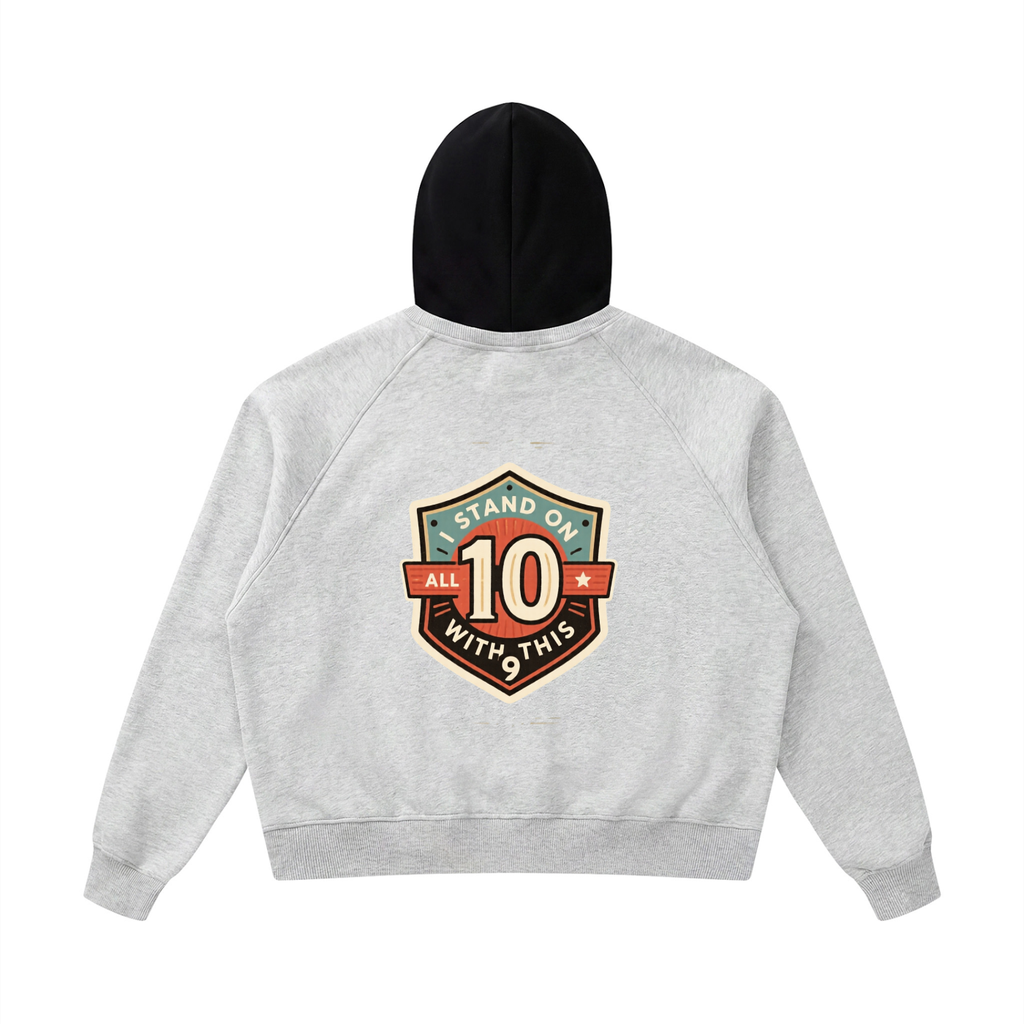 Stand on 10 with this 9 Unisex Fleece Raglan Color Block Hoodie