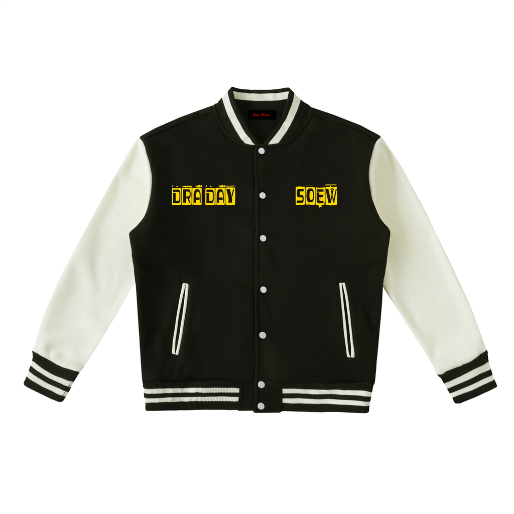 Dra day Two-Tone Fleeced Varsity Jacket