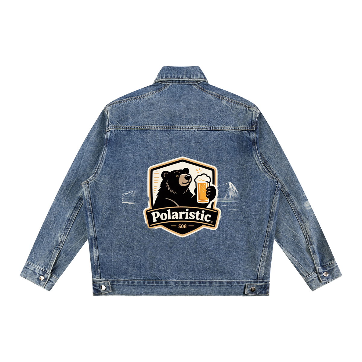 Polaristic bear Vintage Wash Zip Up Denim Jacket