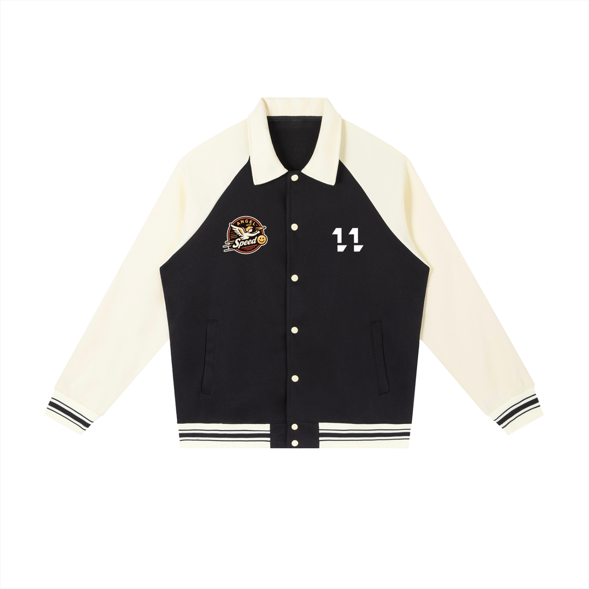 Angel speed  9/7/2026 <Raglan Sleeve Baseball Jacket