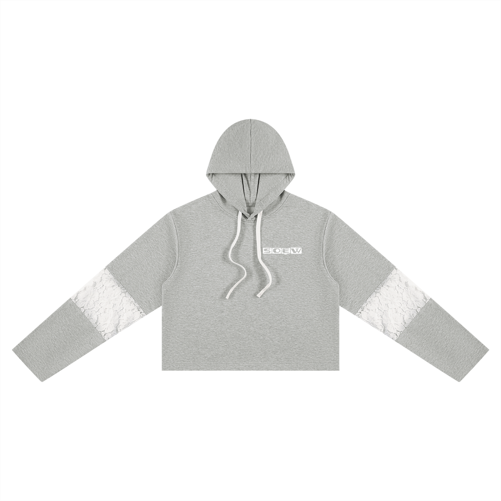 Truly tre Women’s Cropped Lace-Panel Hoodie