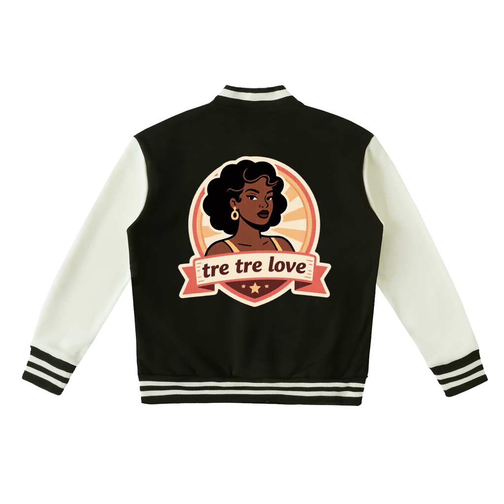 Tre Tre Love Two-Tone Fleeced Varsity Jacket