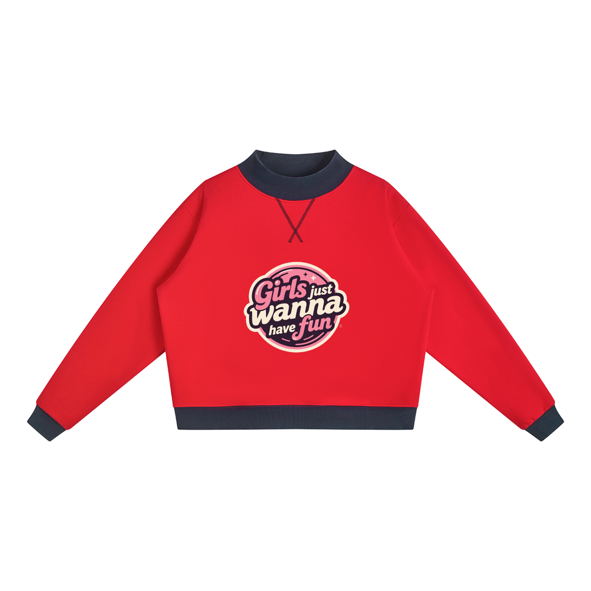 Gjwhf Women’s Mock Neck Crewneck Sweatshirt