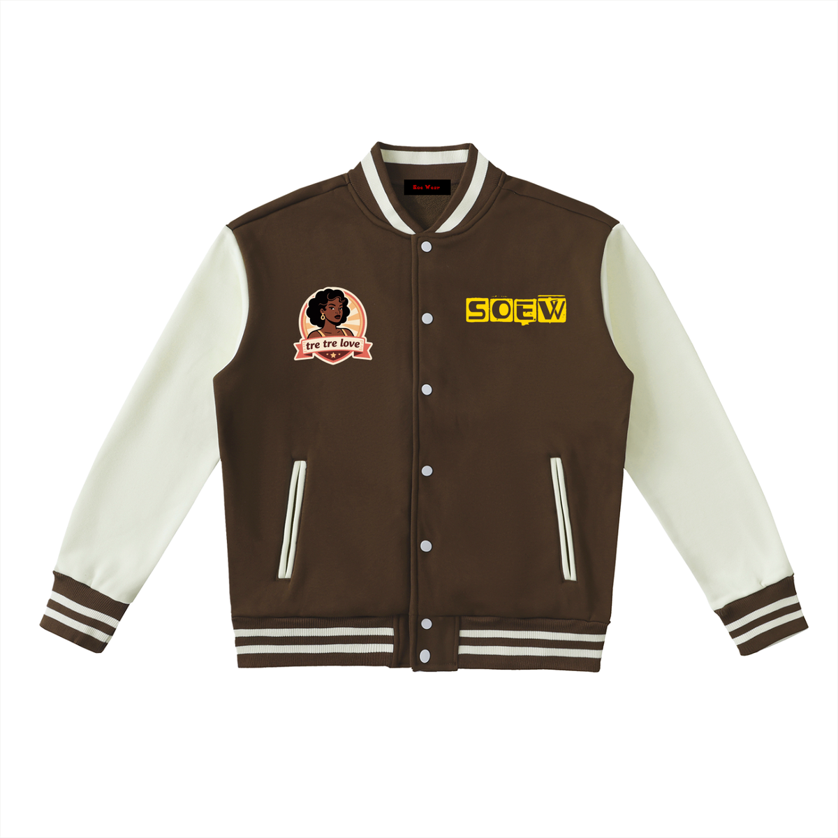 Tre Tre Love Two-Tone Fleeced Varsity Jacket