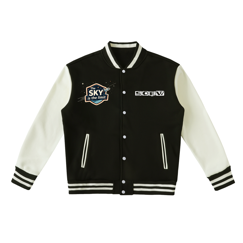 The sky is the limit Two-Tone Fleeced Varsity Jacket