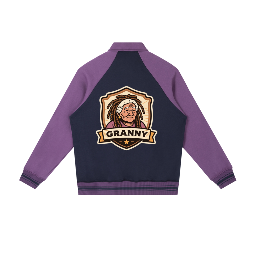 Granny baby Contrast Raglan Sleeve Baseball Jacket