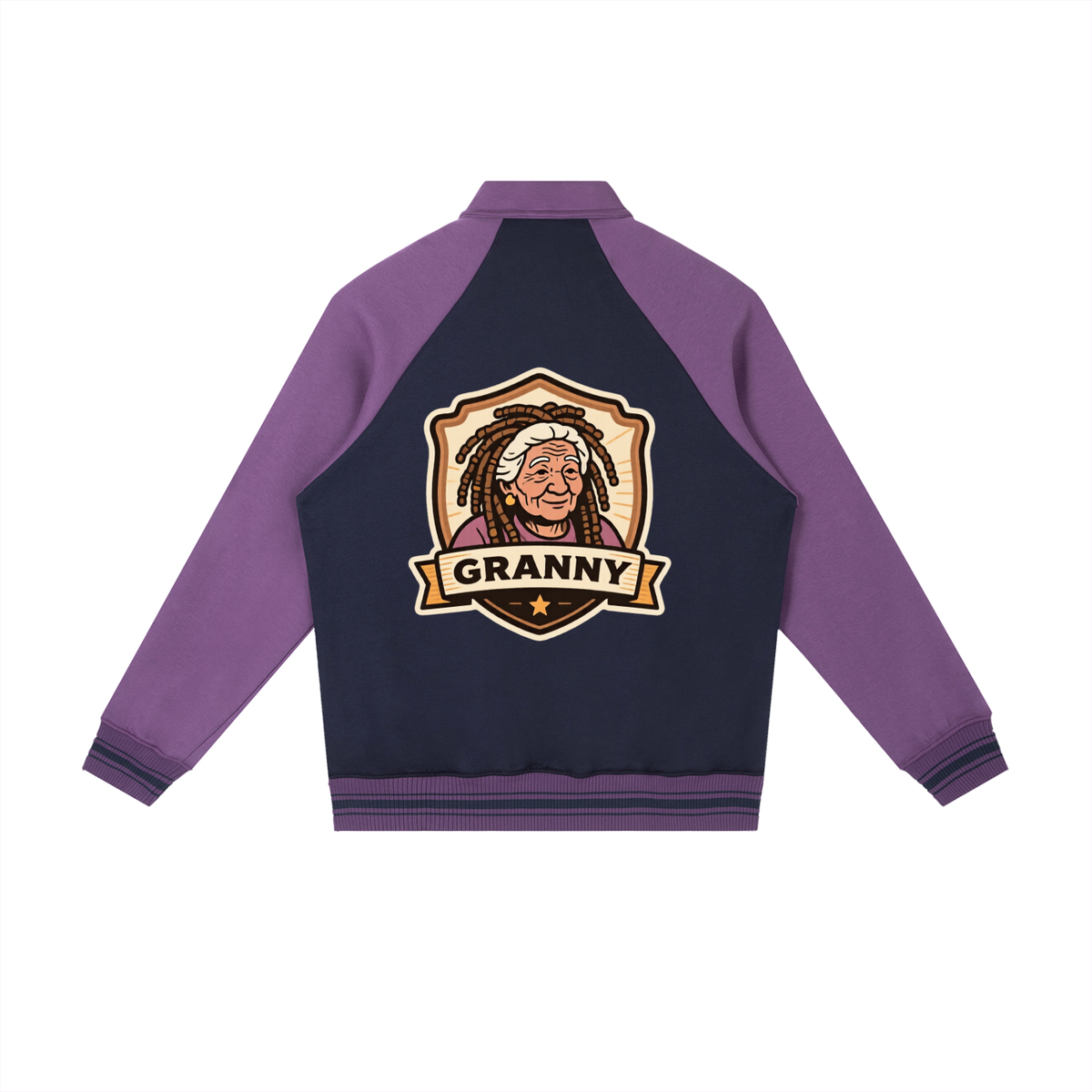 Granny baby Contrast Raglan Sleeve Baseball Jacket