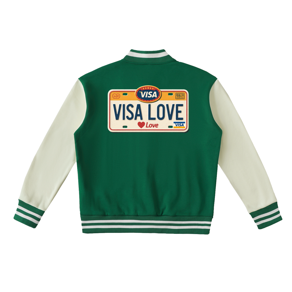 Visa Love Two-Tone Fleeced Varsity Jacket