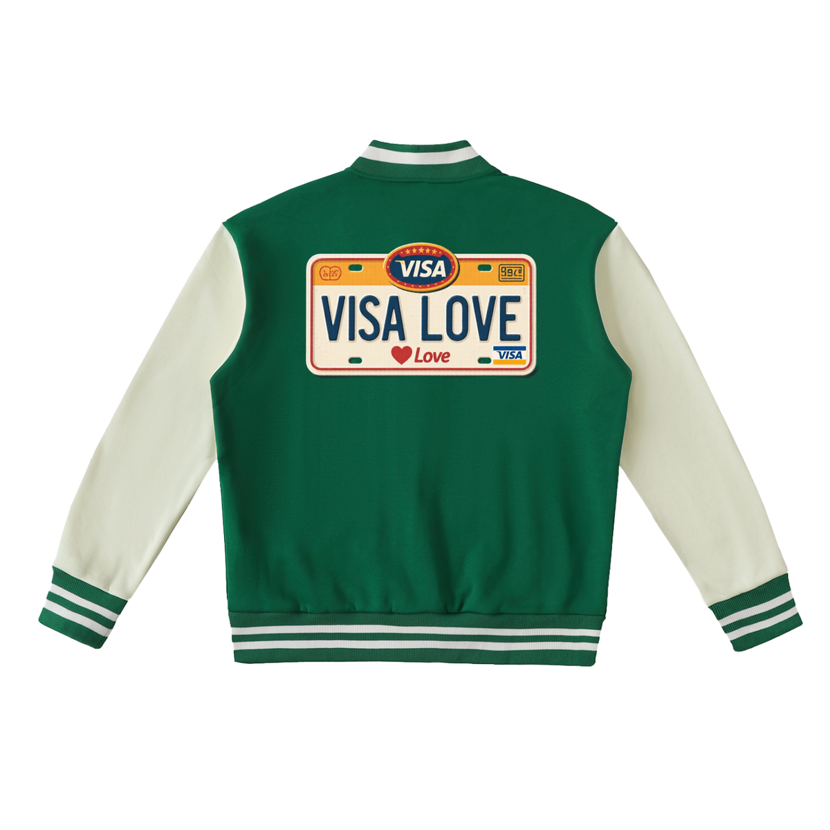 Visa Love Two-Tone Fleeced Varsity Jacket