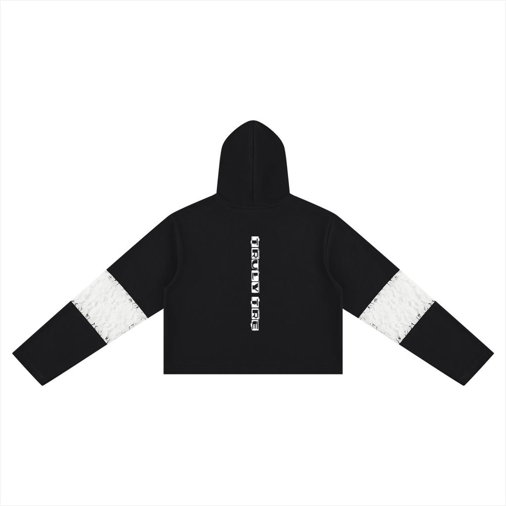 Truly tre Women’s Cropped Lace-Panel Hoodie