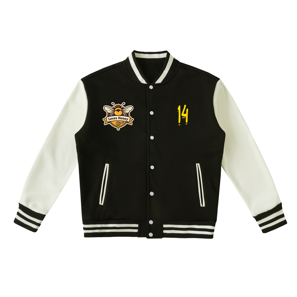 Bee's loves honey Two-Tone Fleeced Varsity Jacket