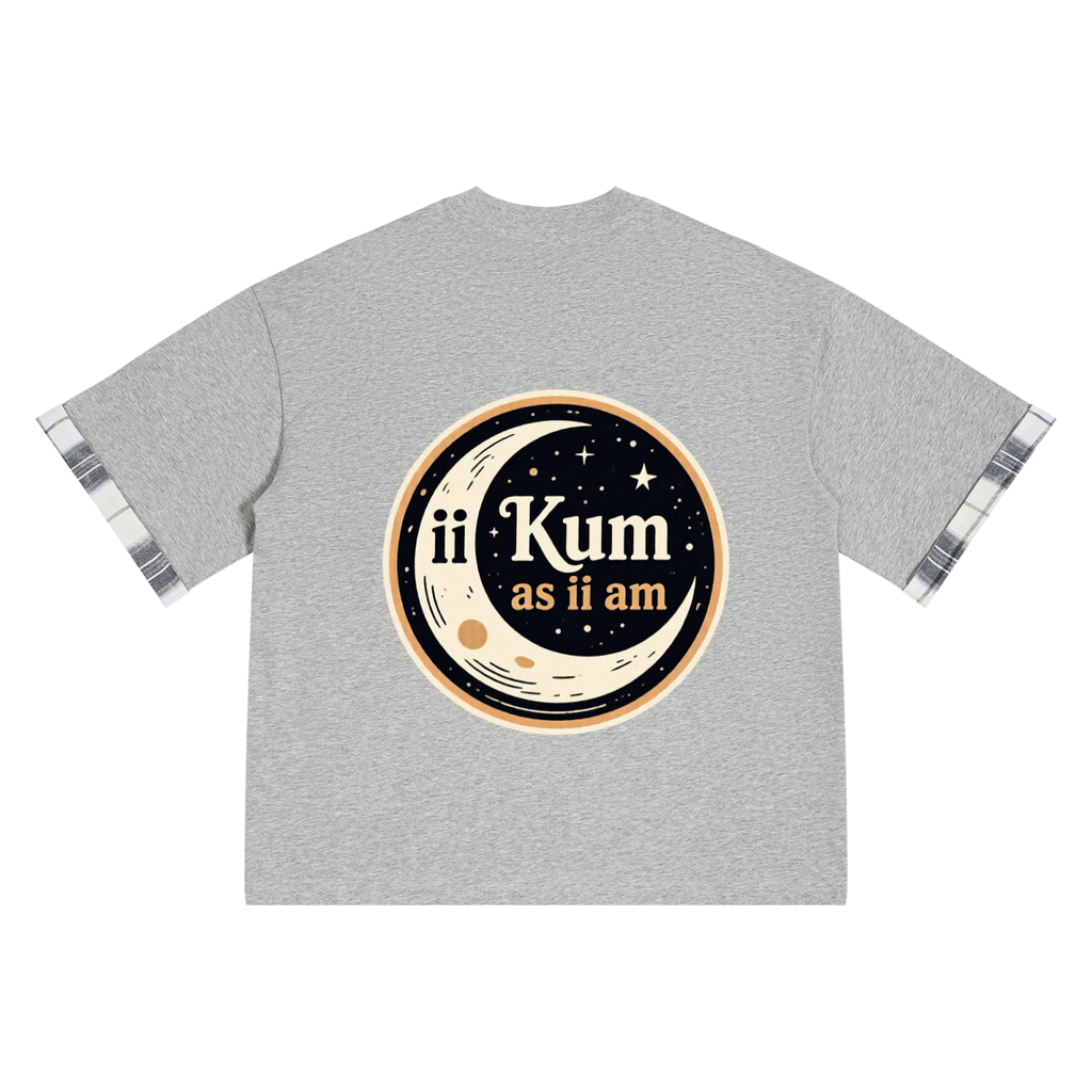 ii kum as ii am Unisex Plaid Paneled T-Shirt
