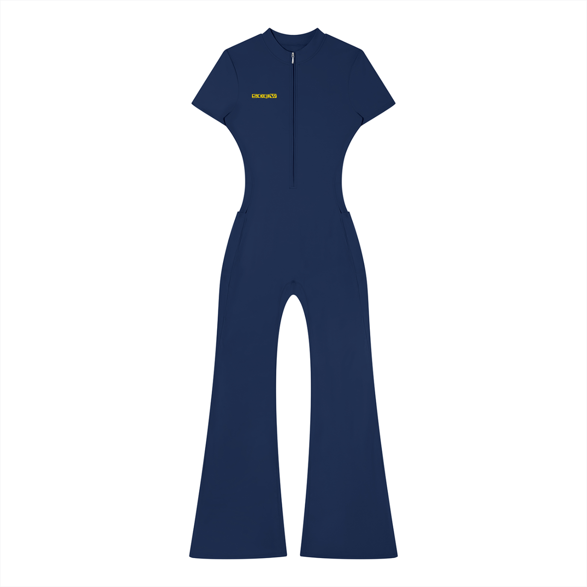 One two tre Women’s Tight Flared Leg Quarter-Zip Jumpsuit