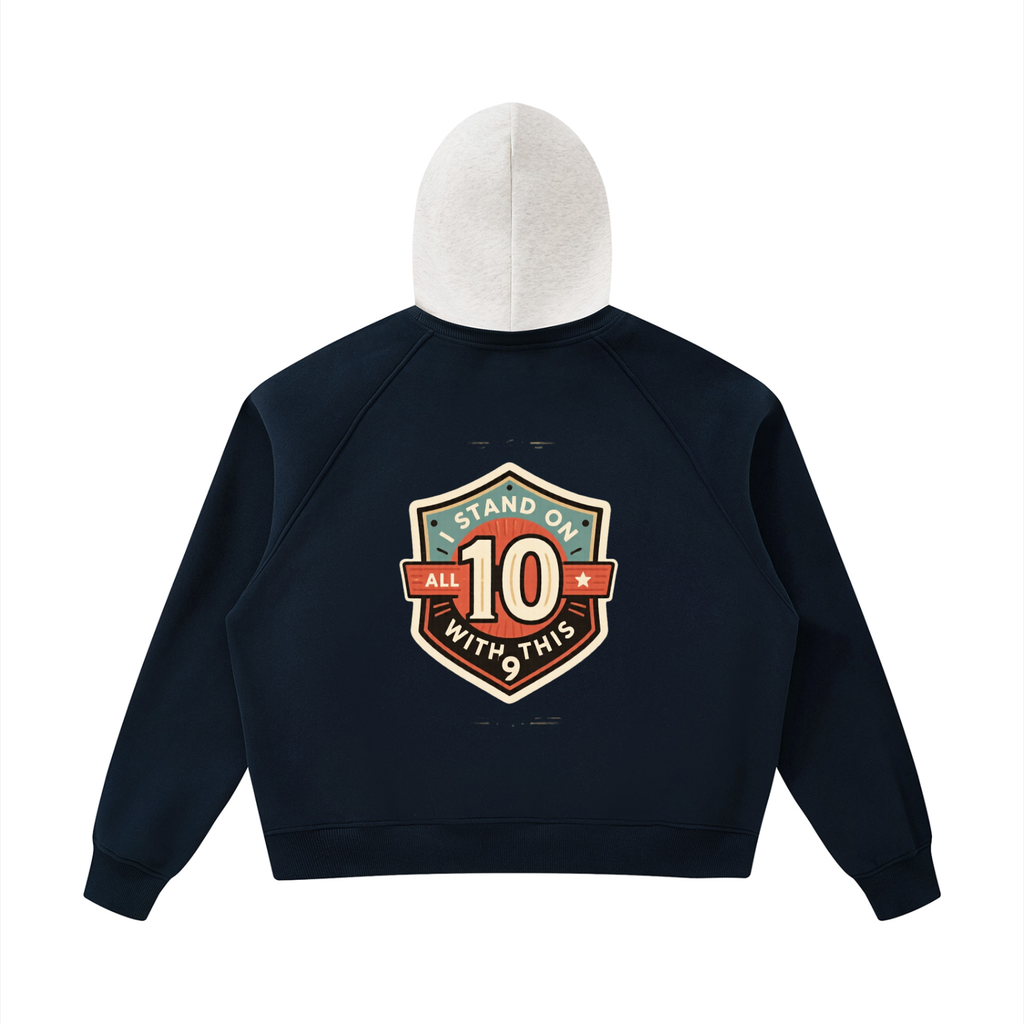 Stand on 10 with this 9 Unisex Fleece Raglan Color Block Hoodie