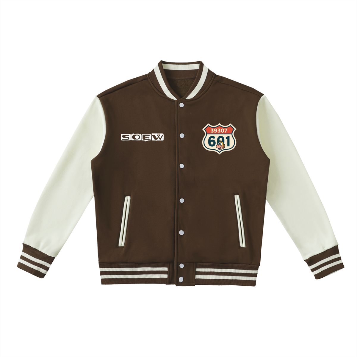 beautiful of meridian Two-Tone Fleeced Varsity Jacket