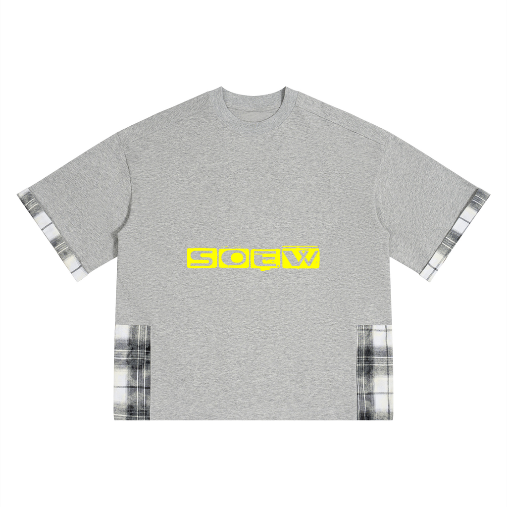 ii kum as ii am Unisex Plaid Paneled T-Shirt