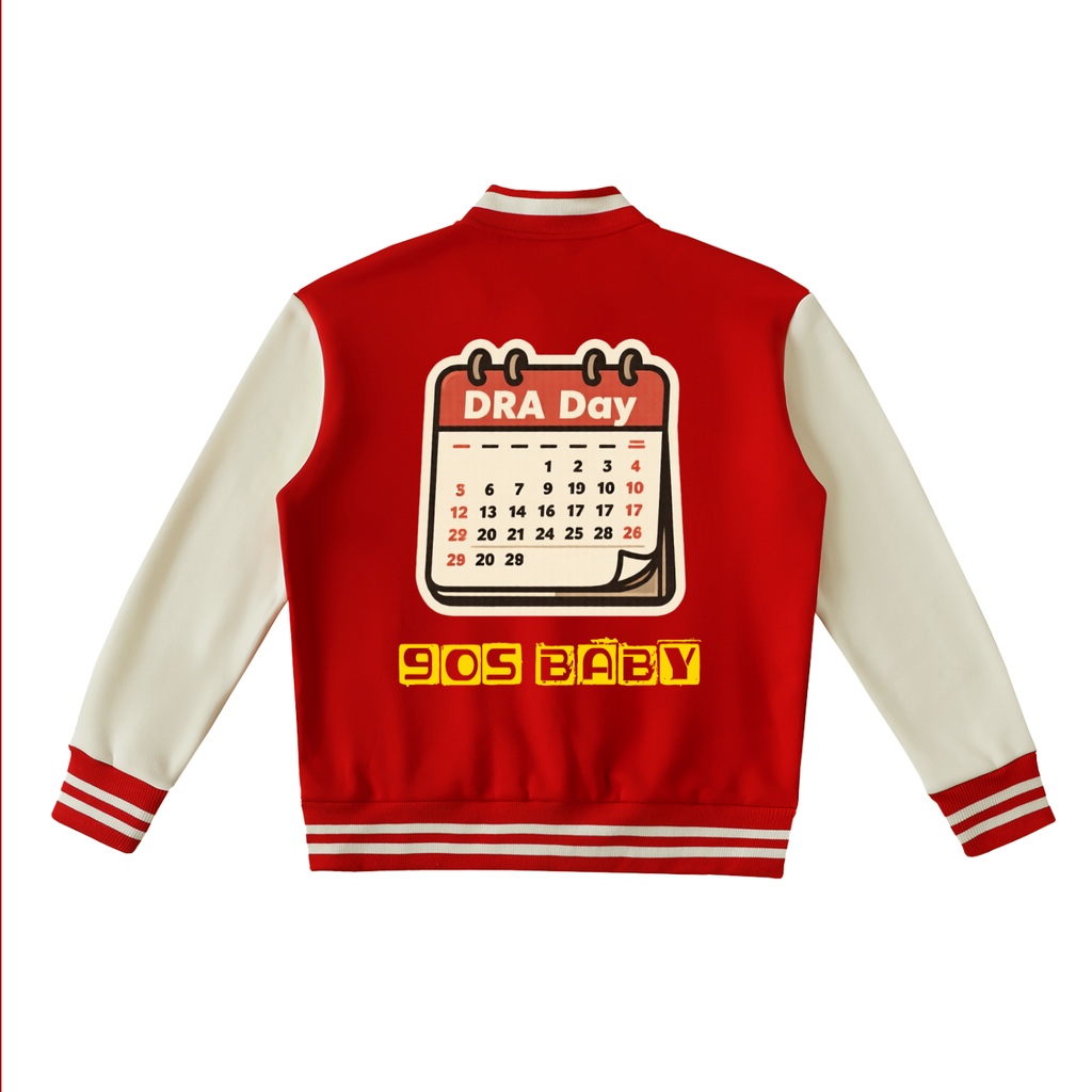 Dra day Two-Tone Fleeced Varsity Jacket