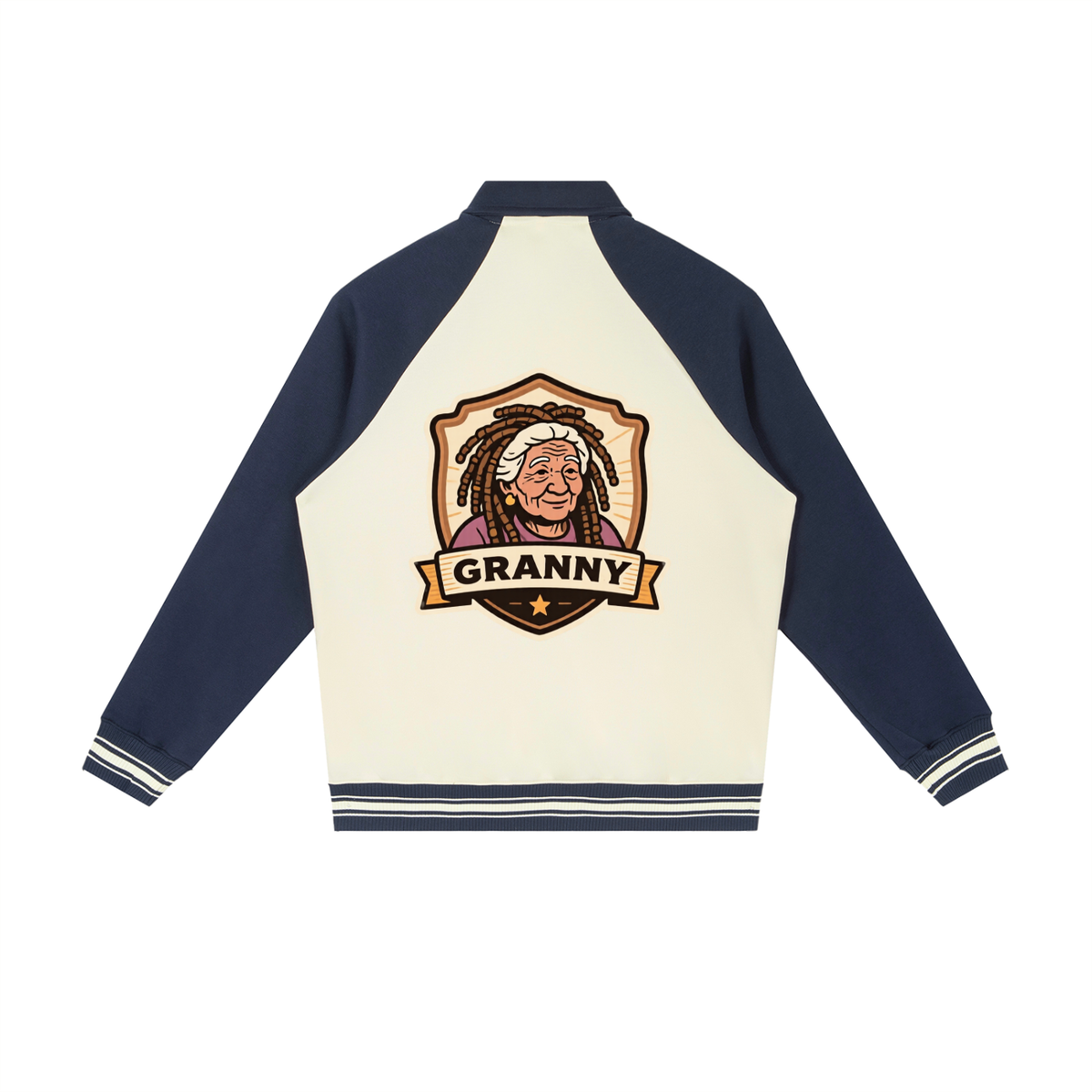 Granny baby Contrast Raglan Sleeve Baseball Jacket