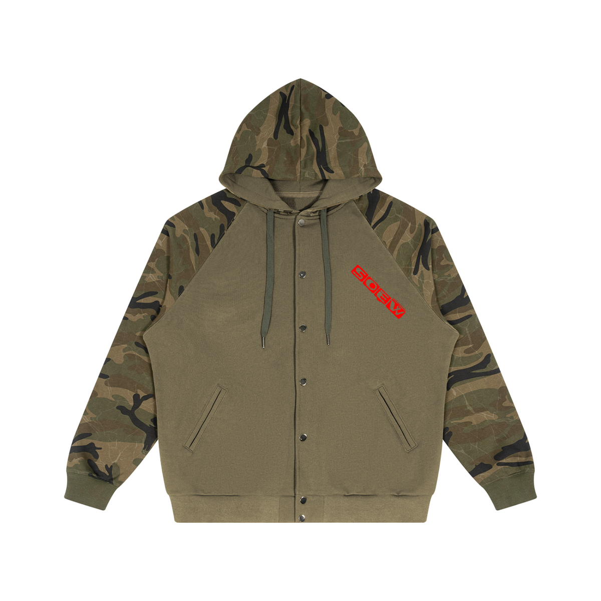 No fear Unisex Camo-Splice Raglan Zip Hoodie