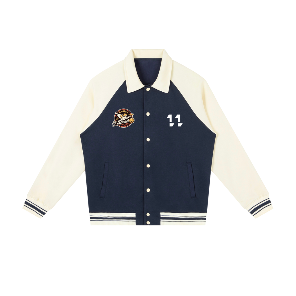 Angel speed  9/7/2026 <Raglan Sleeve Baseball Jacket