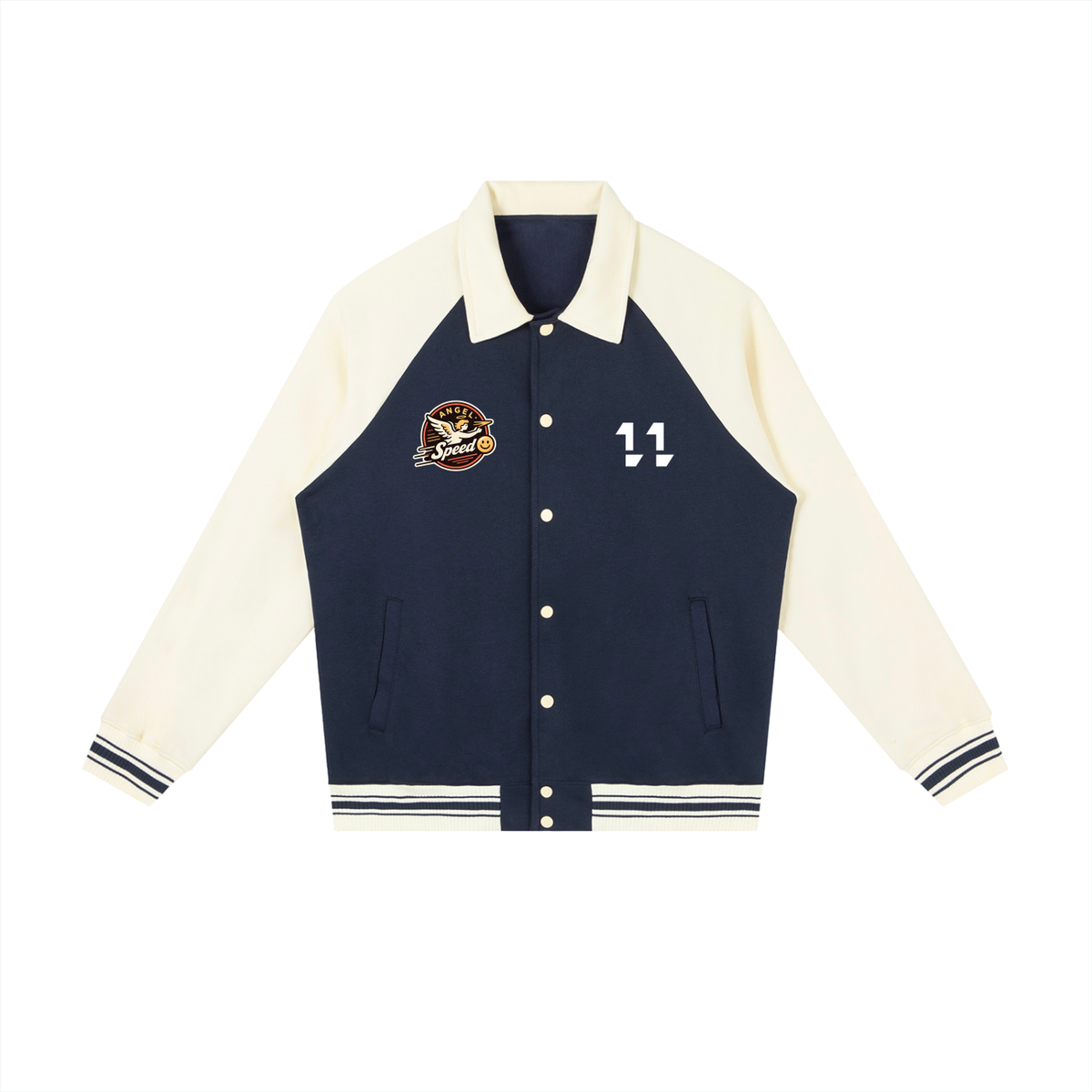 Angel speed  9/7/2026 <Raglan Sleeve Baseball Jacket